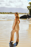 Pré-Venda! Calça Flare Areia com bordado Bege