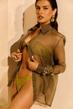 Camisa de seda pura - Golden & Glow Pistache