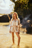 Shorts Areia com bordado Bege