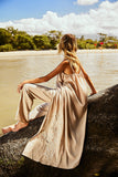 Pré-Venda! Vestido Longo Areia com bordado Bege