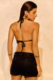 Mini Shorts Alfaiataria de Linho Golden & Glow Preto