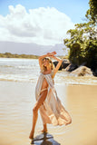 Pré-Venda! Vestido Longo Areia com bordado Bege