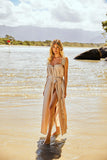 Pré-Venda! Vestido Longo Areia com bordado Bege
