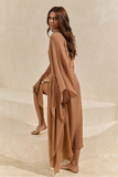 Pré-venda! Kaftan de Seda Longo Caramelo Wild Stone