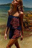 Blusa Alcinha Marinho com bordado Vermelho Clássico