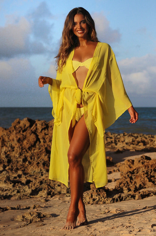 Saída De Praia Kaftan Amarelo