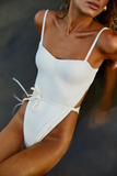 Maiô Off White - com alça Turquesa