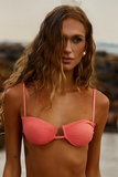 Top Meia Taça Coral - com alça Turquesa