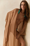 Pré-venda! Kaftan de Seda Longo Caramelo Wild Stone