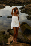 Reposição - Pré-Venda! Vestido Curto Off White com bordado Bege