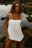 Reposição - Pré-Venda! Vestido Curto Off White com bordado Bege