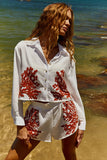 Reposição - Pré-Venda! Camisa Off White com bordado Vermelho Clássico