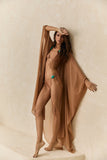 Pré-venda! Kaftan de Seda Longo Caramelo Wild Stone