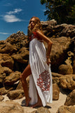 Reposição - Pré-Venda! Vestido Longo Off White com bordado Vermelho Clássico