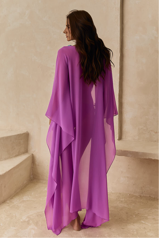 Kaftan de Seda Longo Fucsia Wild Stone
