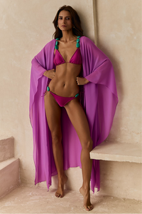 Kaftan de Seda Longo Fucsia Wild Stone