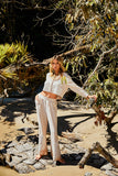 Pré-Venda! Calça Flare Areia com bordado Bege