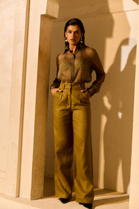 Calça Alfaiataria de Linho Golden & Glow Pistache