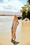 Pré-Venda! Vestido Longo Areia com bordado Bege