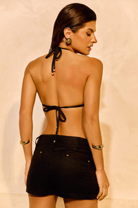 Mini Shorts Alfaiataria de Linho Golden & Glow Preto