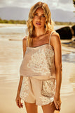 Shorts Areia com bordado Bege