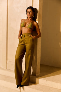 Calça Alfaiataria de Linho Golden & Glow Pistache