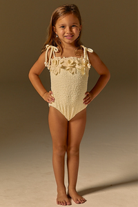 Maiô Infantil Floral Pérola