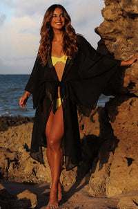 Saída De Praia Kaftan Preta