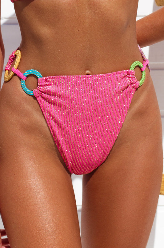 Calcinha Hot Pants Argolas Pink Glow- Coleção Back To Shine
