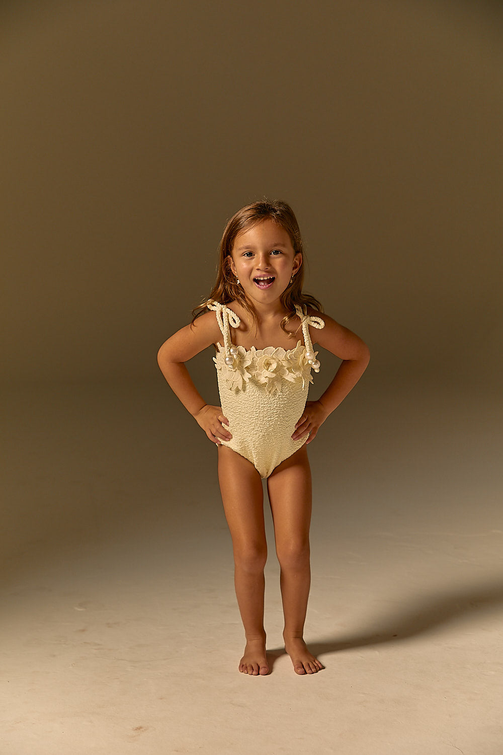 Maiô Infantil Floral Pérola