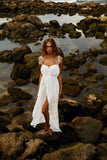 Reposição - Pré-Venda! Vestido Longo Off White com bordado Bege