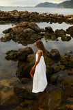 Reposição - Pré-Venda! Vestido Longo Off White com bordado Bege