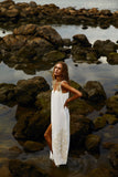 Reposição - Pré-Venda! Vestido Longo Off White com bordado Bege