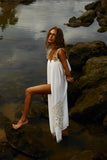 Reposição - Pré-Venda! Vestido Longo Off White com bordado Bege