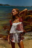 Blusa Alcinha Off White com bordado Vermelho Clássico