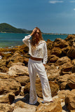Reposição - Pré-Venda! Camisa Off White com bordado Bege