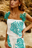 Shorts Off White com bordado Turquesa