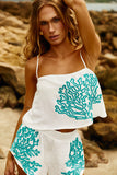 Shorts Off White com bordado Turquesa