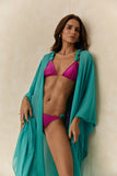 Pré-Venda! Kaftan de Seda Longo Turquesa Wild Stone