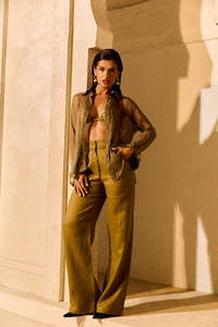 Calça Alfaiataria de Linho Golden & Glow Pistache