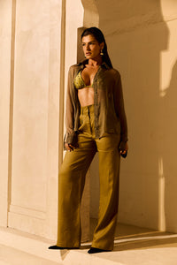 Calça Alfaiataria de Linho Golden & Glow Pistache