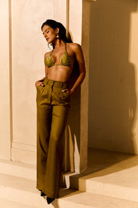 Calça Alfaiataria de Linho Golden & Glow Pistache