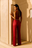 Calça Alfaiataria de Linho Golden & Glow Cereja