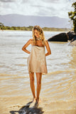 Pré-Venda! Vestido Curto Areia com bordado Bege