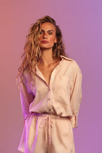 Camisa Linho Seashells Shell Pink Blush
