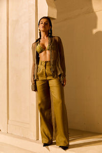 Calça Alfaiataria de Linho Golden & Glow Pistache