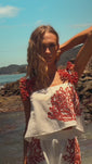 Stories de Blusa Alcinha Off White com bordado Vermelho Clássico