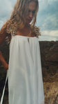 Stories de Reposição - Pré-Venda! Vestido Longo Off White com bordado Bege
