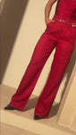 Stories de Calça Alfaiataria de Linho Golden & Glow Cereja