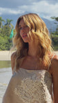 Stories de Blusa Alcinha Areia com bordado Bege
